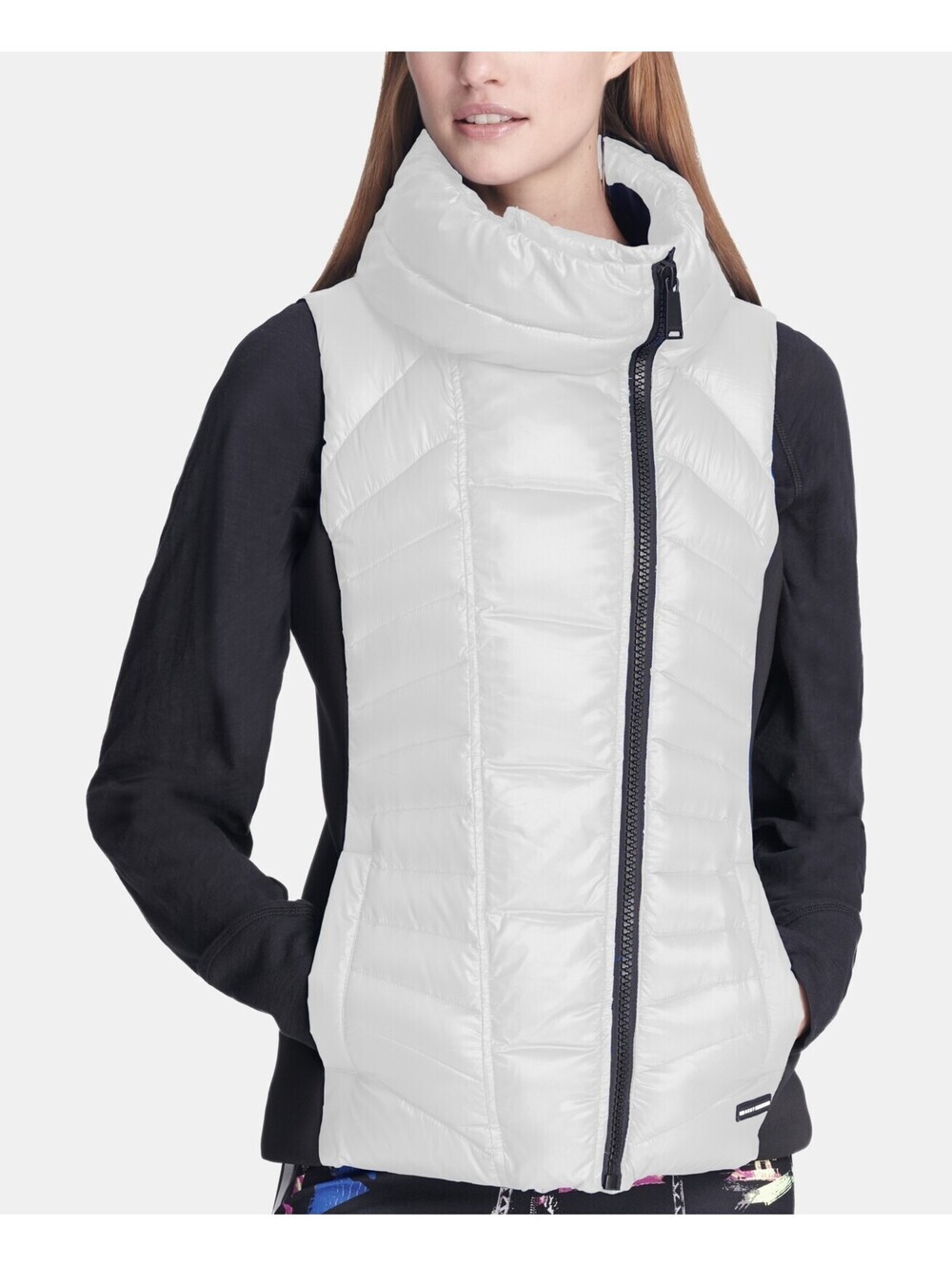 DKNY Womens Asymmetrical Zip Vest Size L